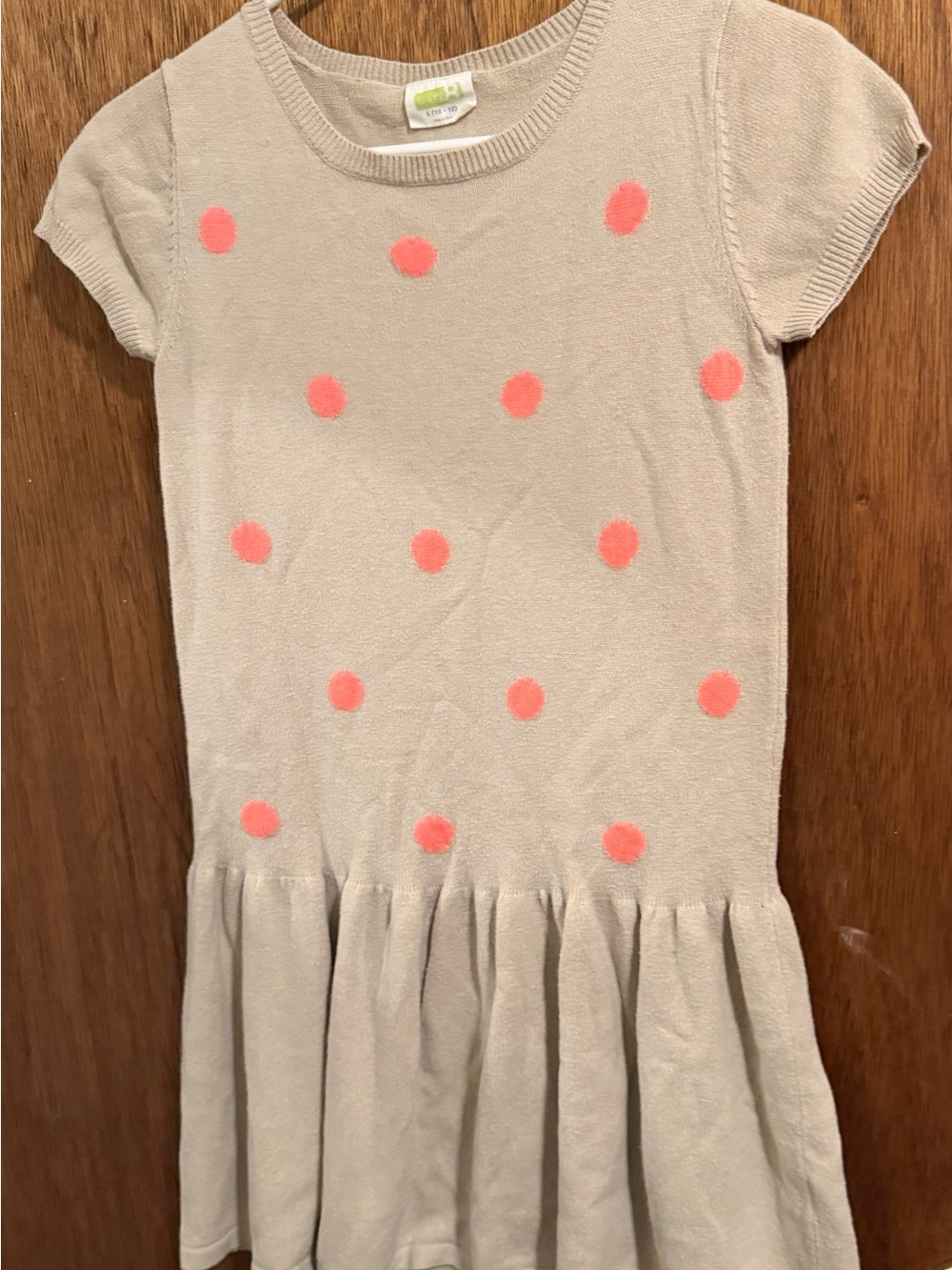Crazy 8 Beige Dress with Coral Pink Polka Dots